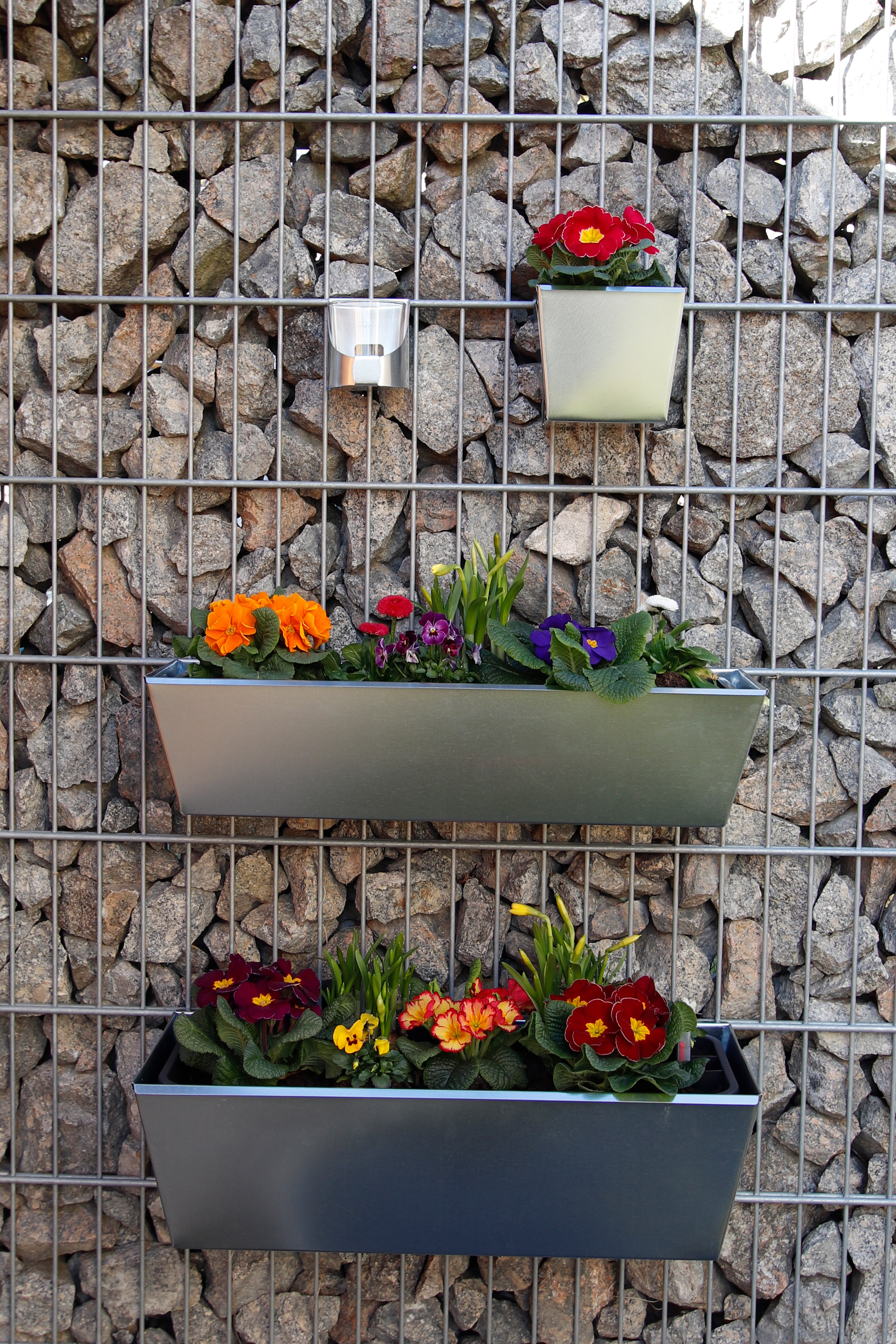gabioka flowerbox 60cm de luxe verzinkt mit Wasserstandsanzeige und Wasserspeicher